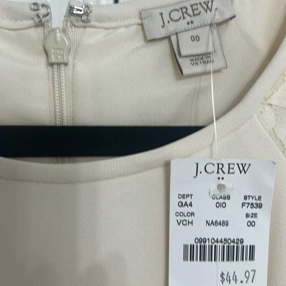 J. Crew Cream Sheath Mini Dress Sleeveless Crew Neck - Picture 2 of 4